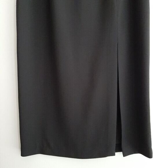 FRICTION | Minimalist Classic Long Maxi Skirt Dressy Front Slit Black Sz 16 - Picture 3 of 10